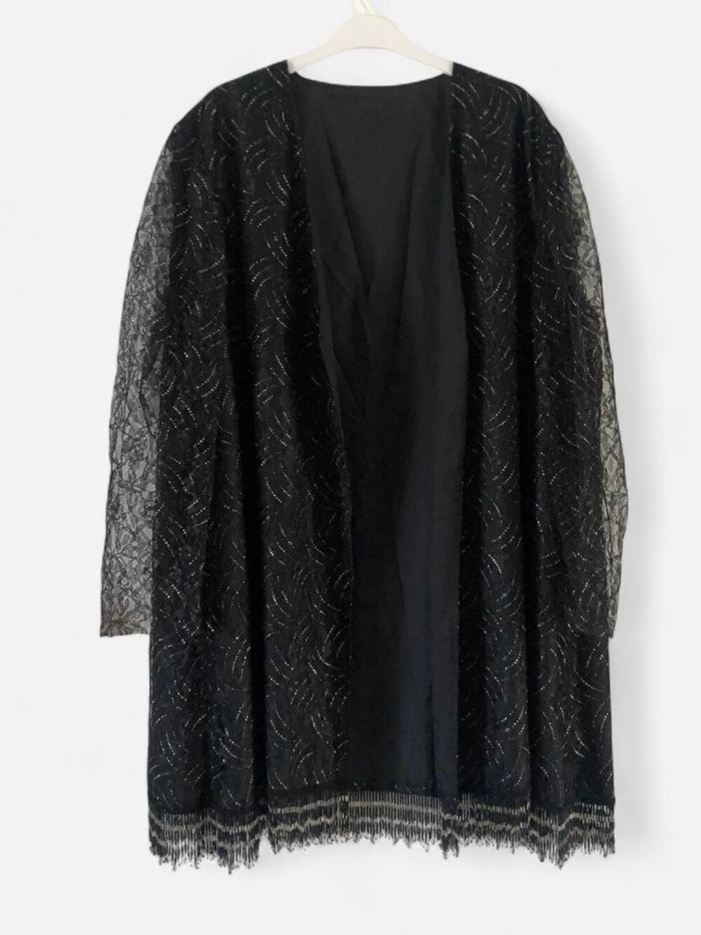 vintage Black, silver and gold long sleeve lace cardigan